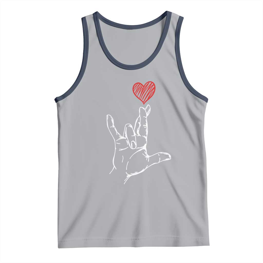 Funny Valentine's Day I Love You Hand Sign ASL Heart Tank Top