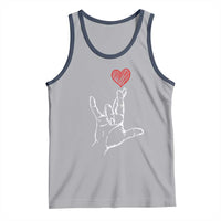 Funny Valentine's Day I Love You Hand Sign ASL Heart Tank Top