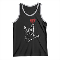Funny Valentine's Day I Love You Hand Sign ASL Heart Tank Top