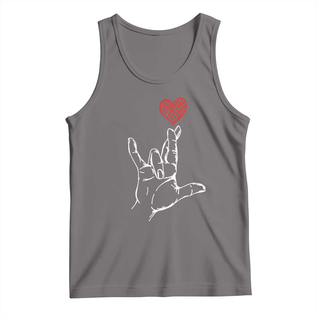 Funny Valentine's Day I Love You Hand Sign ASL Heart Tank Top