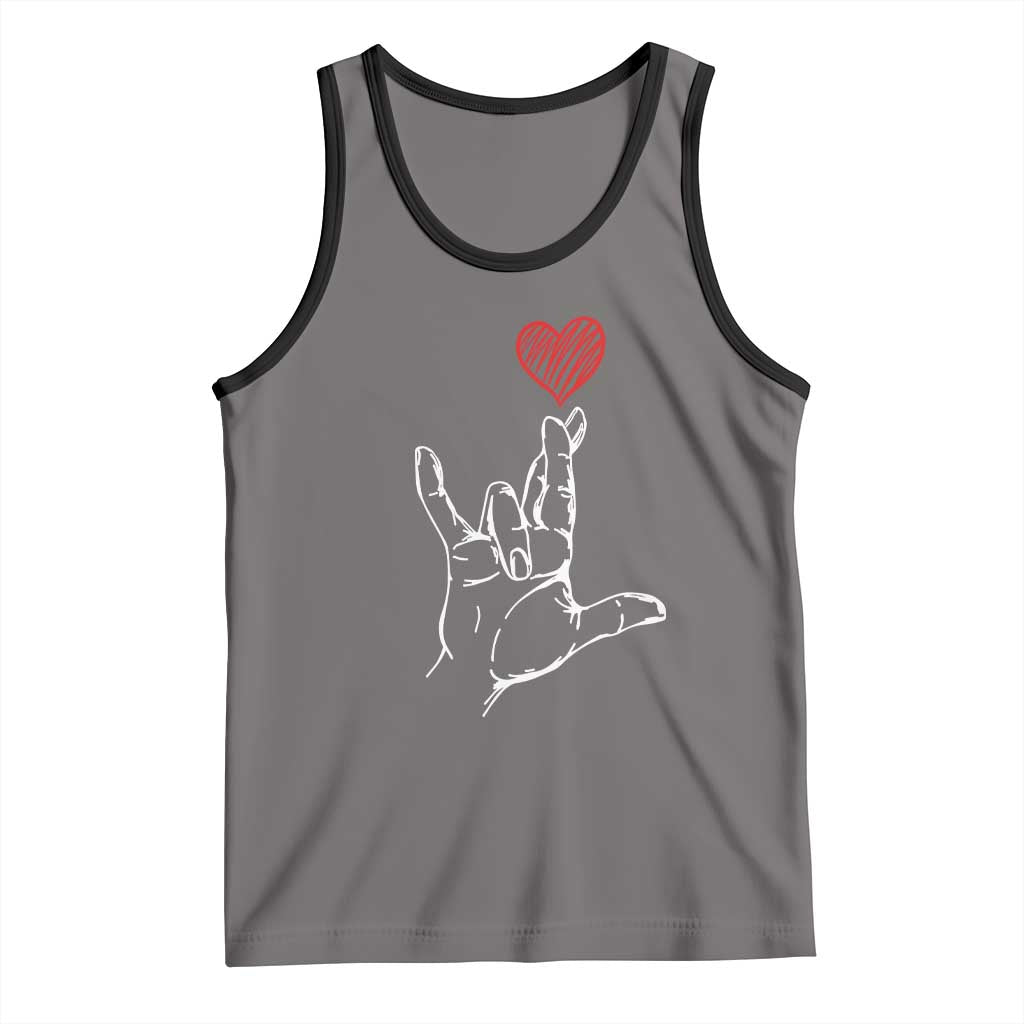 Funny Valentine's Day I Love You Hand Sign ASL Heart Tank Top