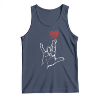 Funny Valentine's Day I Love You Hand Sign ASL Heart Tank Top
