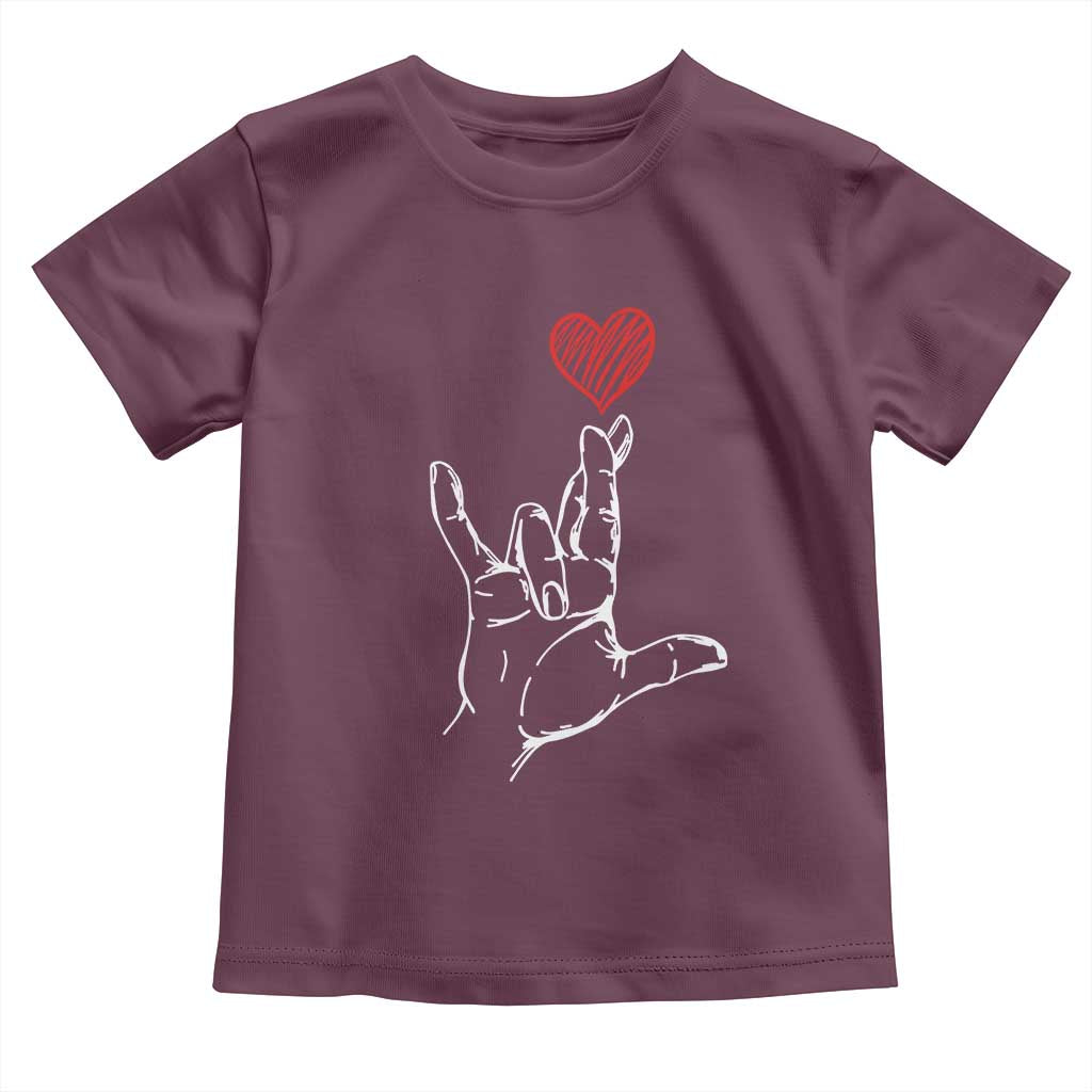Funny Valentine's Day I Love You Hand Sign ASL Heart Toddler T Shirt