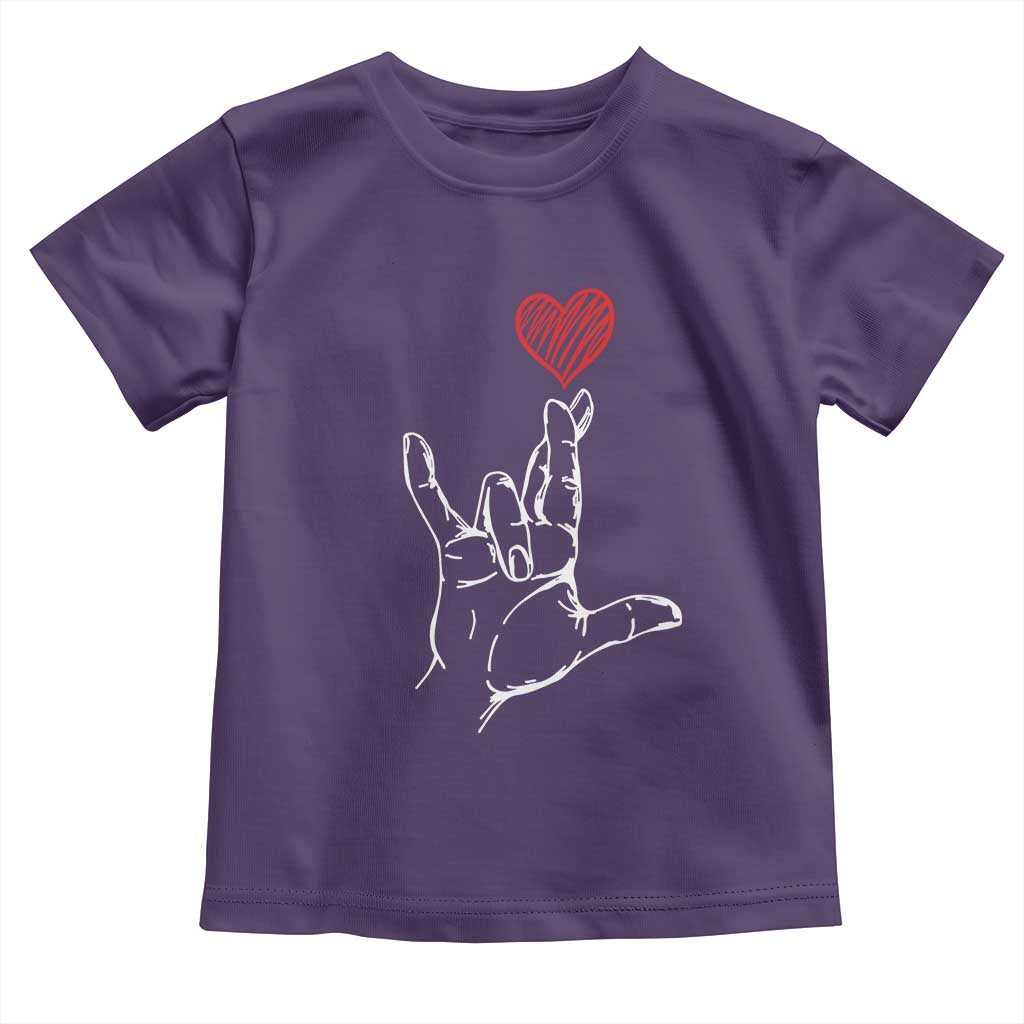 Funny Valentine's Day I Love You Hand Sign ASL Heart Toddler T Shirt