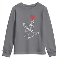 Funny Valentine's Day I Love You Hand Sign ASL Heart Youth Sweatshirt
