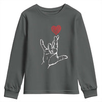 Funny Valentine's Day I Love You Hand Sign ASL Heart Youth Sweatshirt