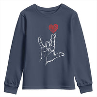 Funny Valentine's Day I Love You Hand Sign ASL Heart Youth Sweatshirt