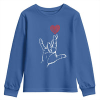 Funny Valentine's Day I Love You Hand Sign ASL Heart Youth Sweatshirt