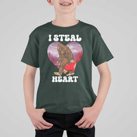 Funny Bigfoot Valentine's Day I Steal Heart T Shirt For Kid
