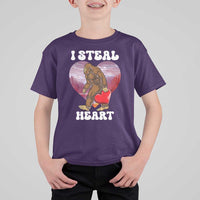Funny Bigfoot Valentine's Day I Steal Heart T Shirt For Kid