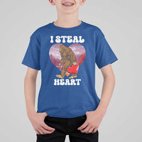 Funny Bigfoot Valentine's Day I Steal Heart T Shirt For Kid