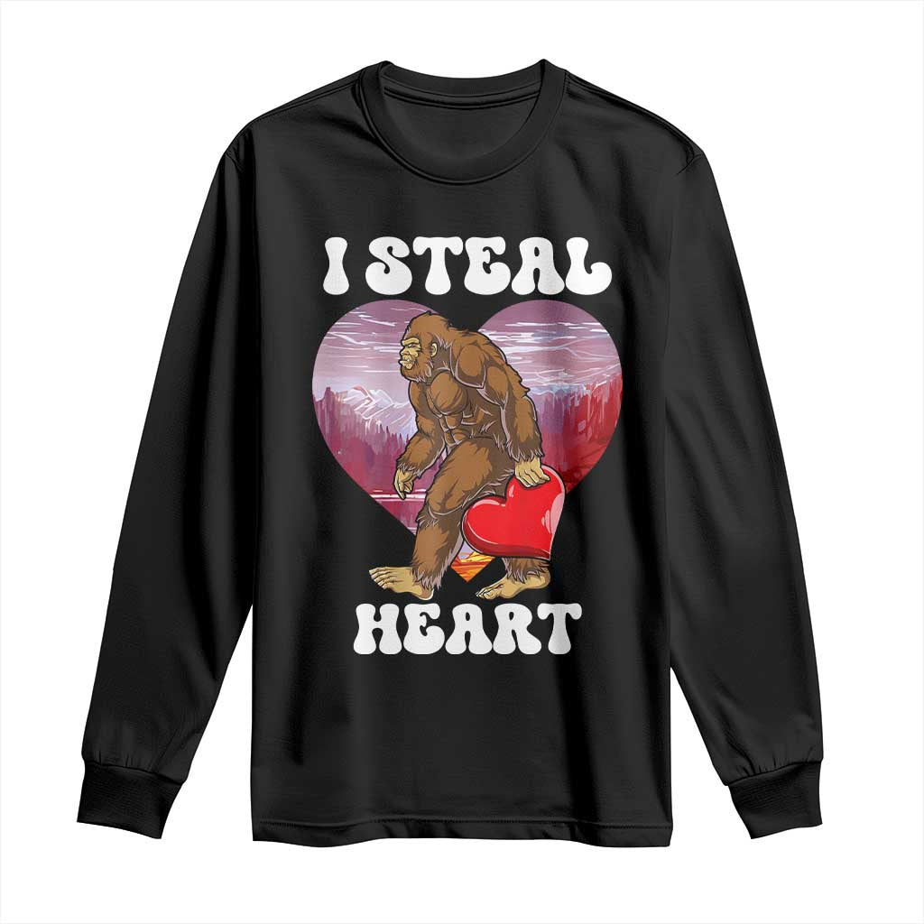 Funny Bigfoot Valentine's Day I Steal Heart Long Sleeve Shirt