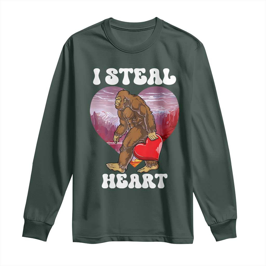 Funny Bigfoot Valentine's Day I Steal Heart Long Sleeve Shirt