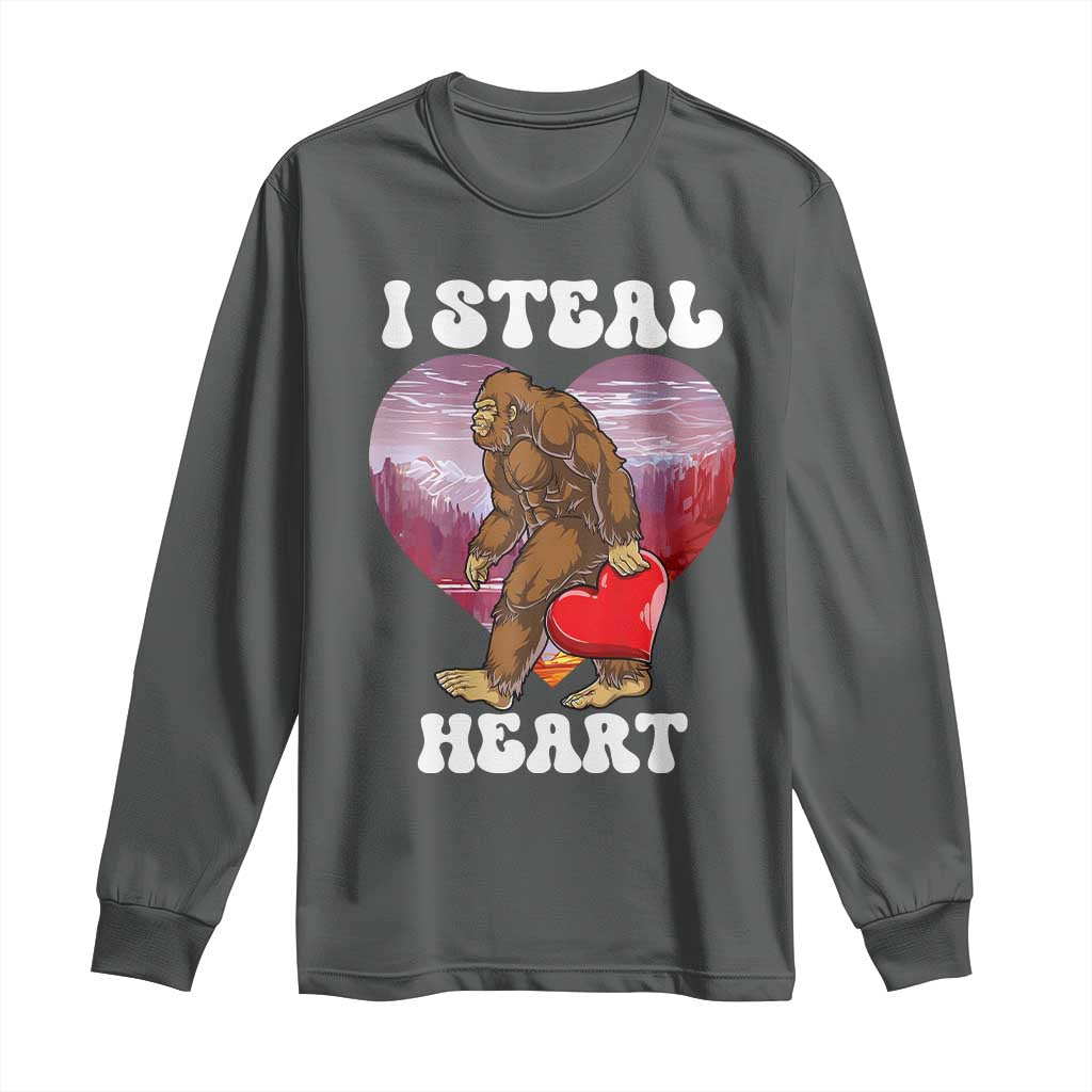 Funny Bigfoot Valentine's Day I Steal Heart Long Sleeve Shirt