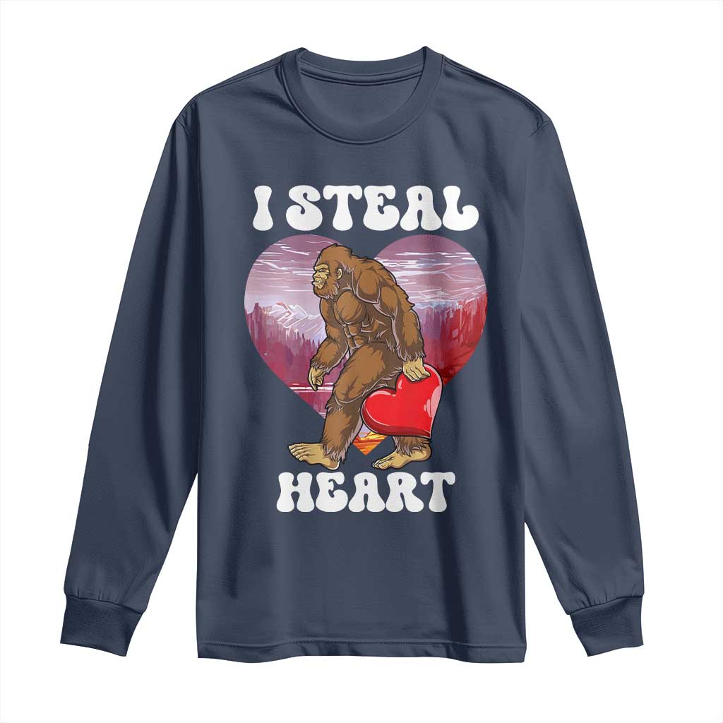 Funny Bigfoot Valentine's Day I Steal Heart Long Sleeve Shirt