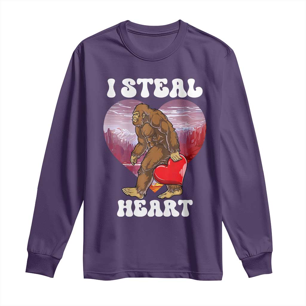 Funny Bigfoot Valentine's Day I Steal Heart Long Sleeve Shirt