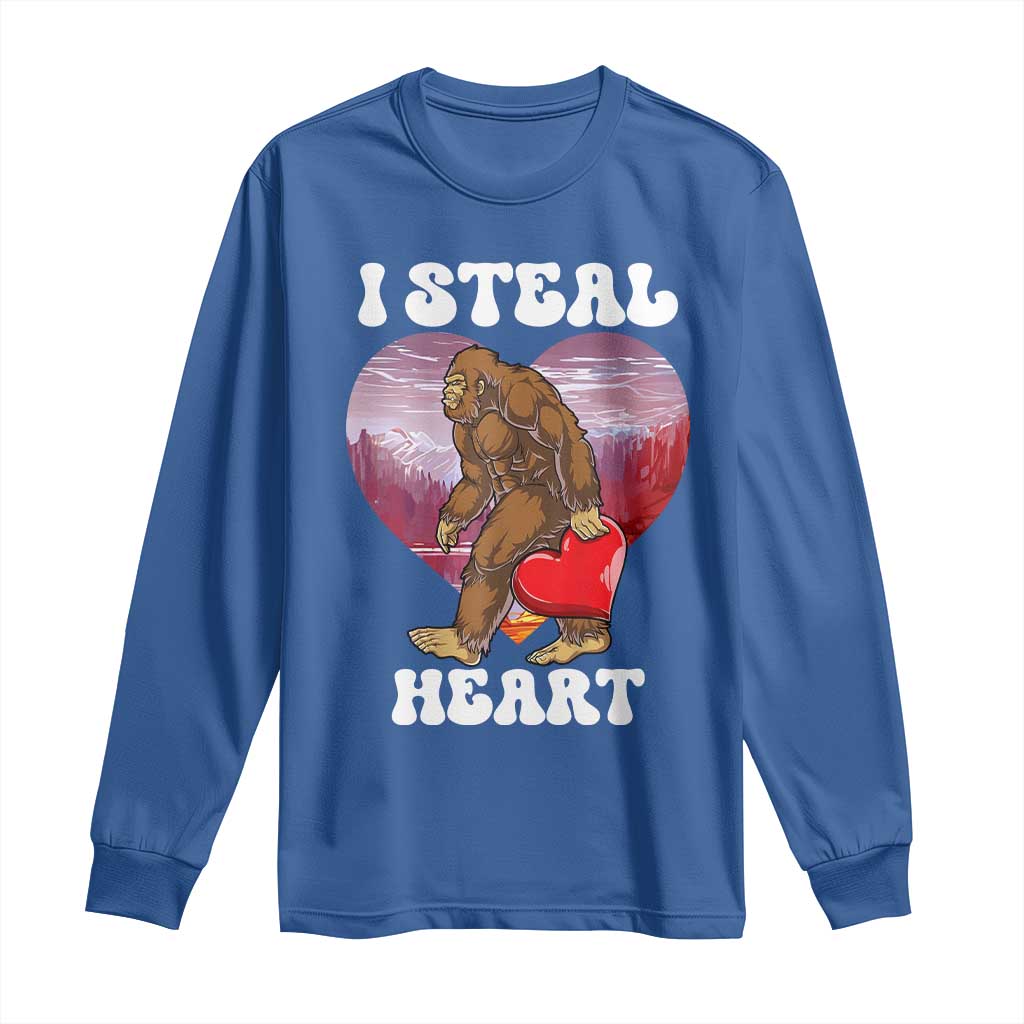 Funny Bigfoot Valentine's Day I Steal Heart Long Sleeve Shirt