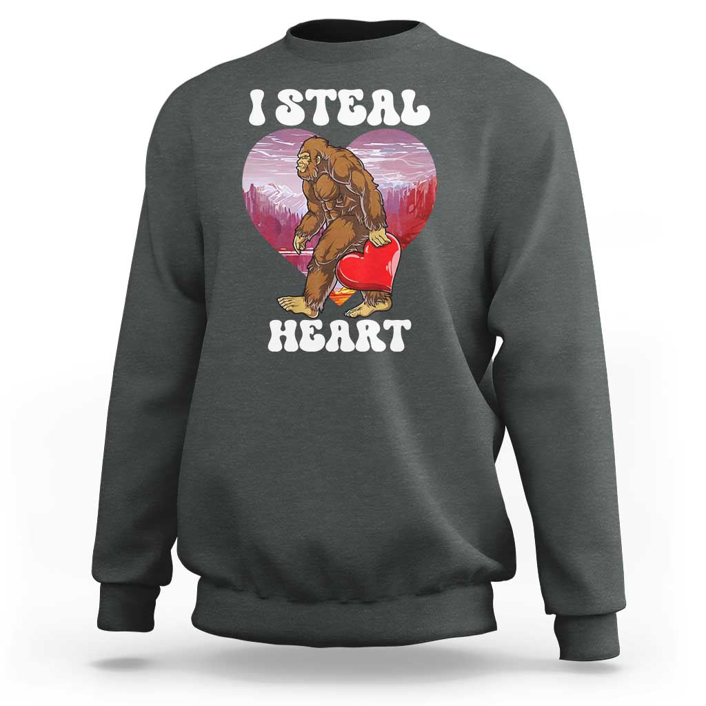 Funny Bigfoot Valentine's Day I Steal Heart Sweatshirt