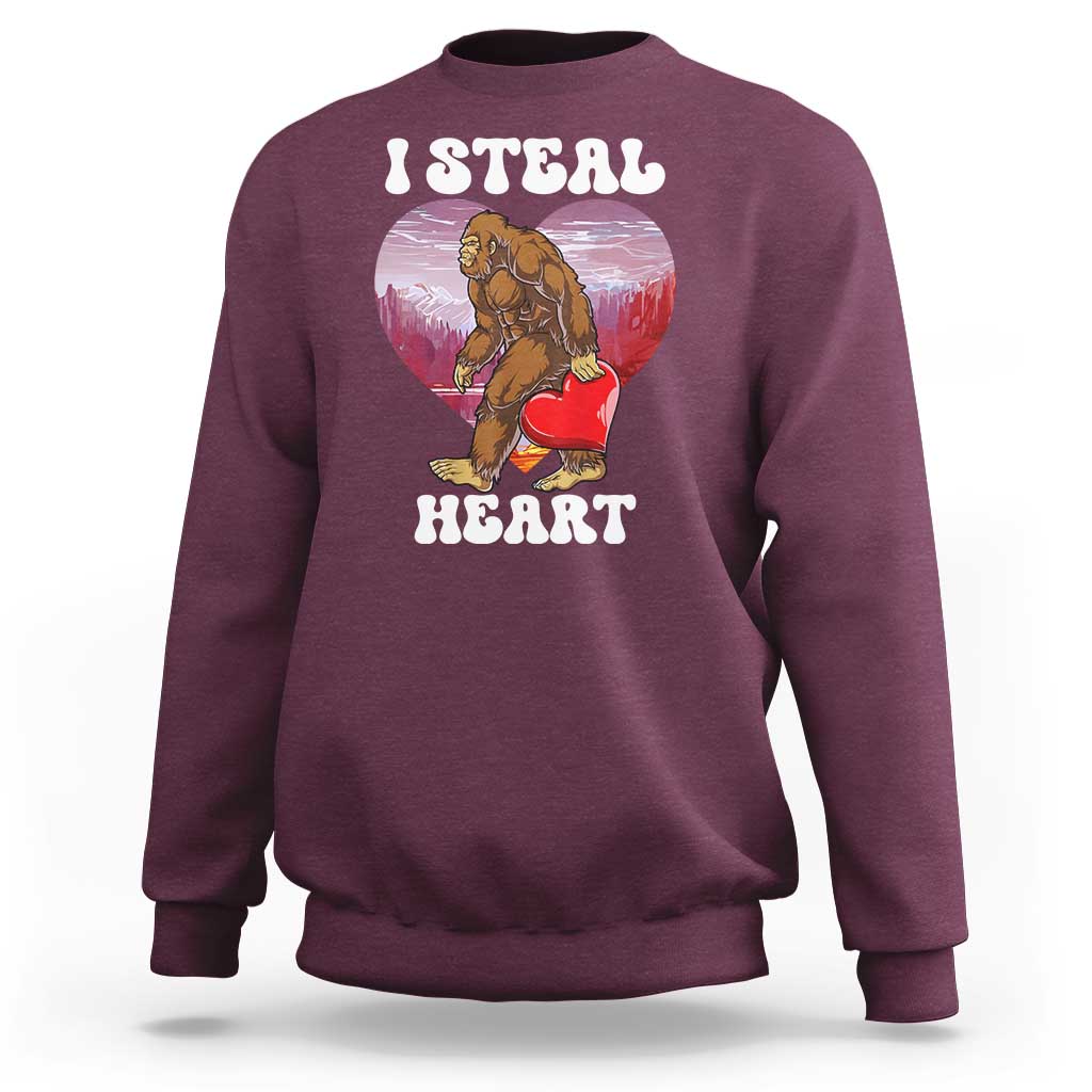 Funny Bigfoot Valentine's Day I Steal Heart Sweatshirt