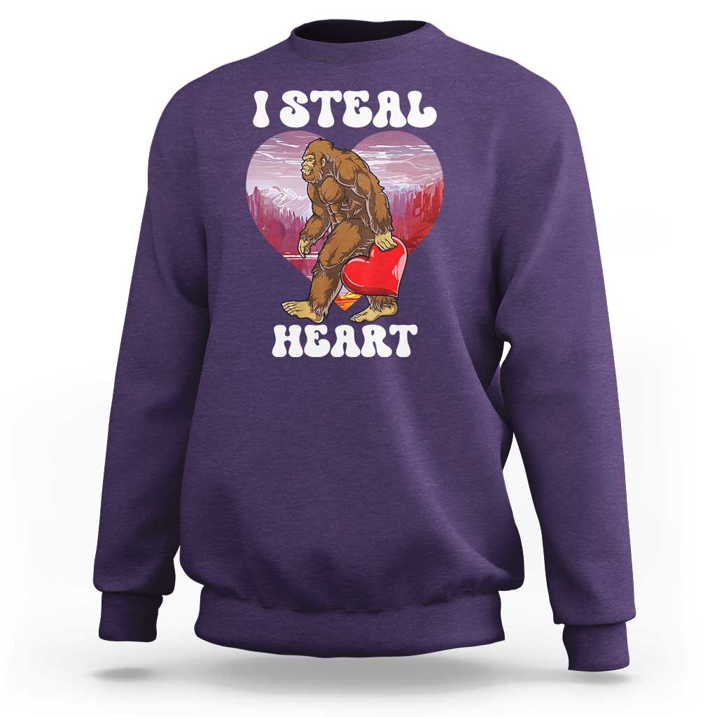 Funny Bigfoot Valentine's Day I Steal Heart Sweatshirt