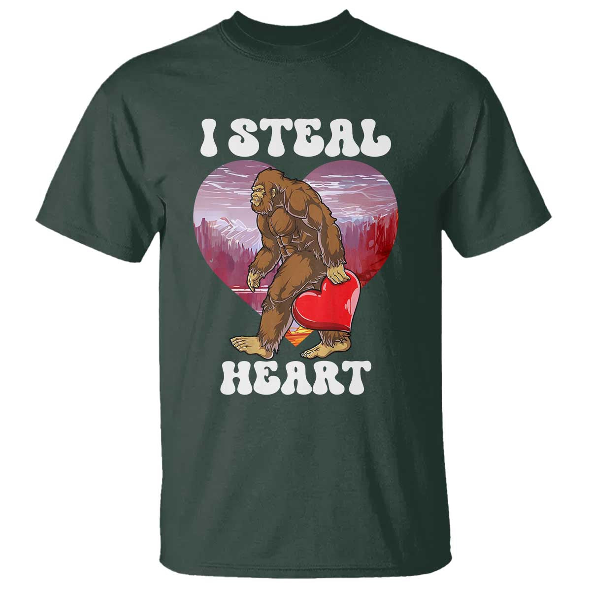 Funny Bigfoot Valentine's Day I Steal Heart T Shirt