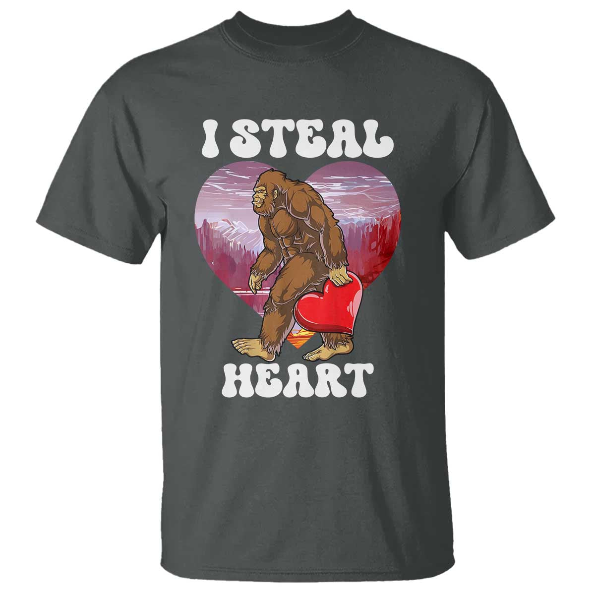 Funny Bigfoot Valentine's Day I Steal Heart T Shirt