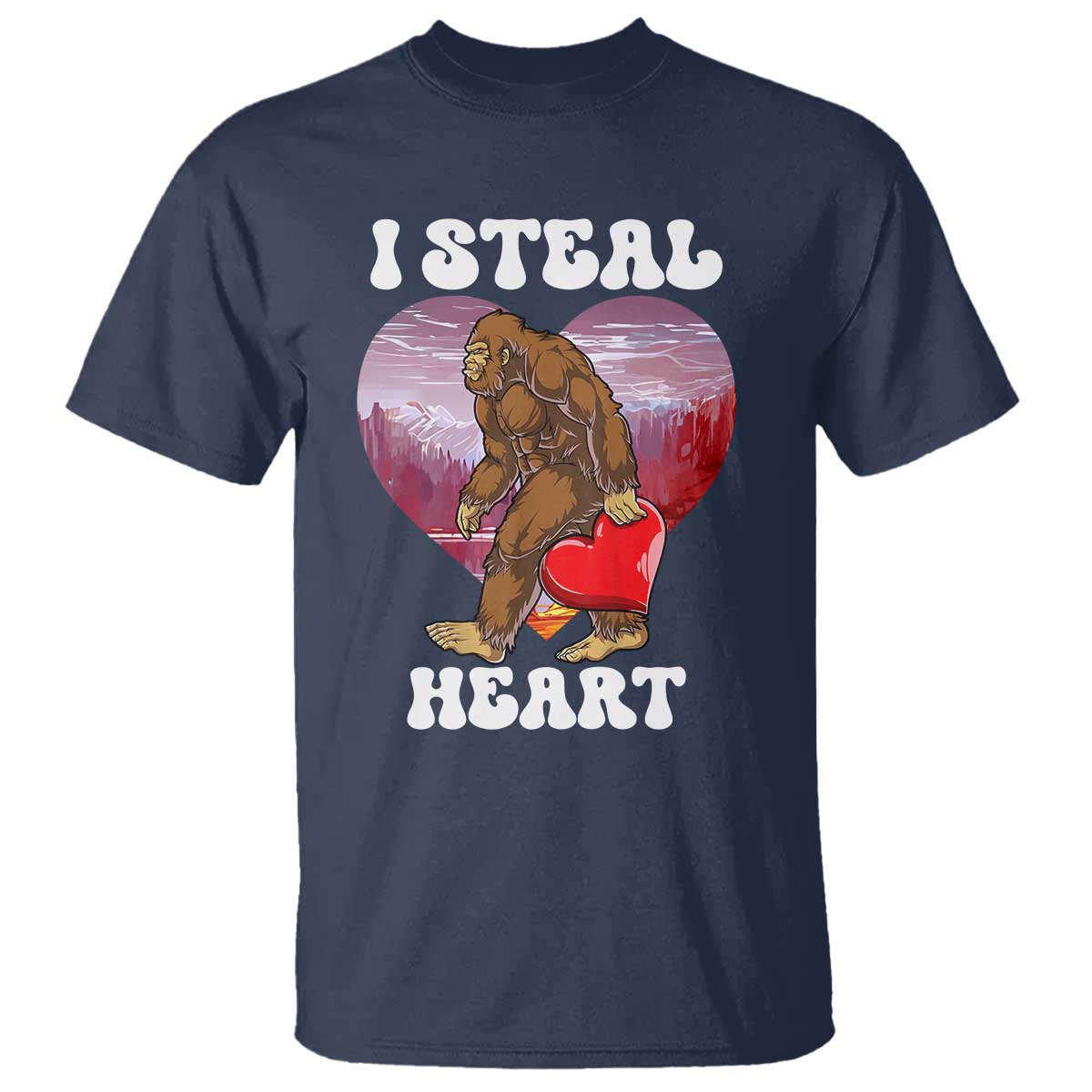 Funny Bigfoot Valentine's Day I Steal Heart T Shirt
