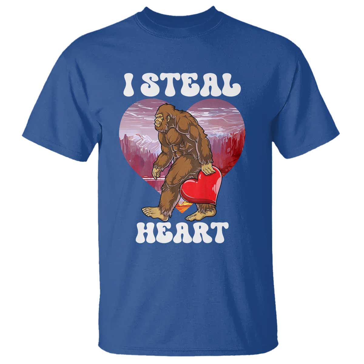Funny Bigfoot Valentine's Day I Steal Heart T Shirt