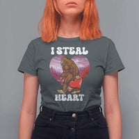 Funny Bigfoot Valentine's Day I Steal Heart T Shirt For Women