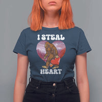 Funny Bigfoot Valentine's Day I Steal Heart T Shirt For Women