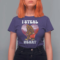 Funny Bigfoot Valentine's Day I Steal Heart T Shirt For Women