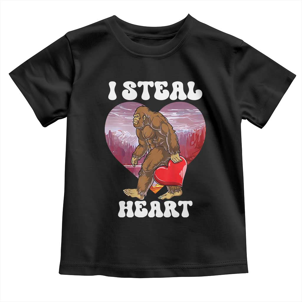 Funny Bigfoot Valentine's Day I Steal Heart Toddler T Shirt