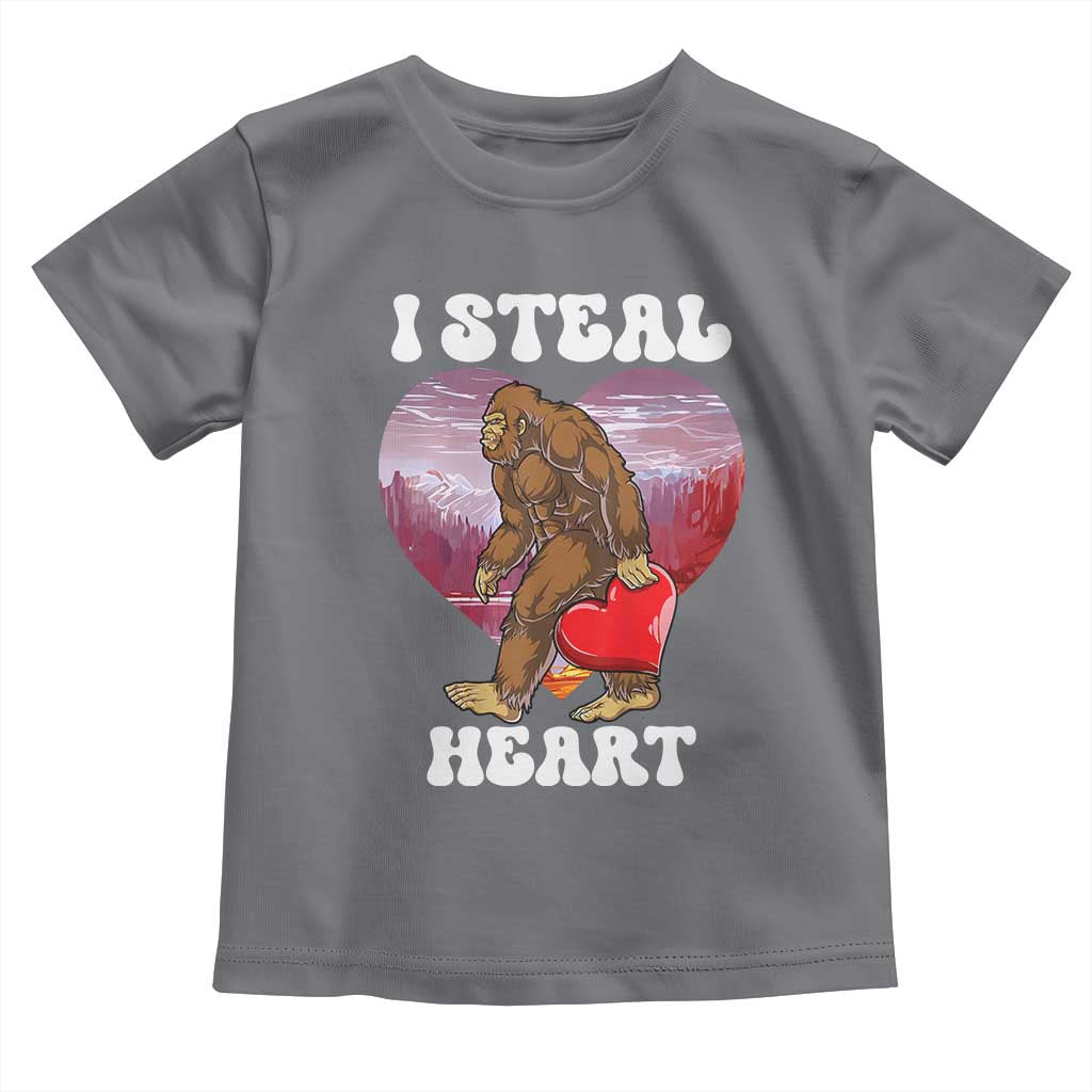Funny Bigfoot Valentine's Day I Steal Heart Toddler T Shirt