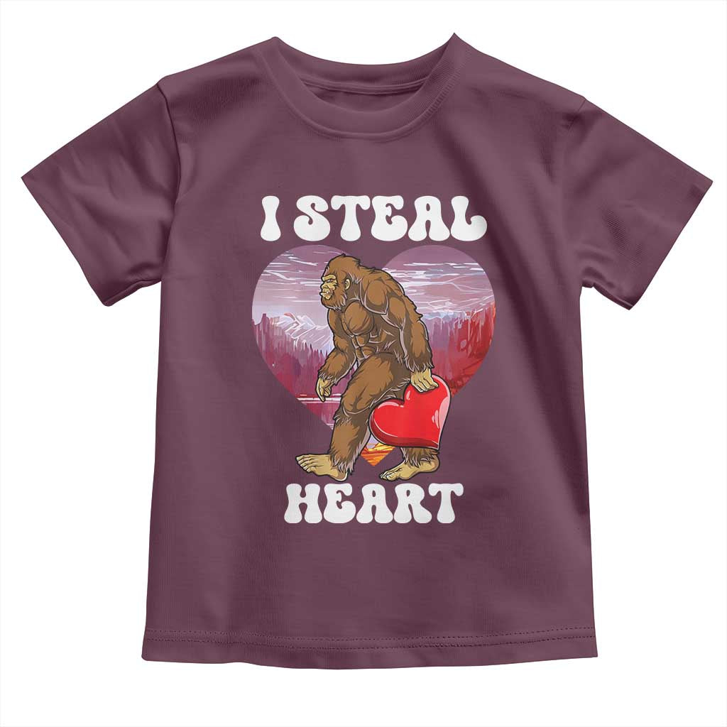 Funny Bigfoot Valentine's Day I Steal Heart Toddler T Shirt