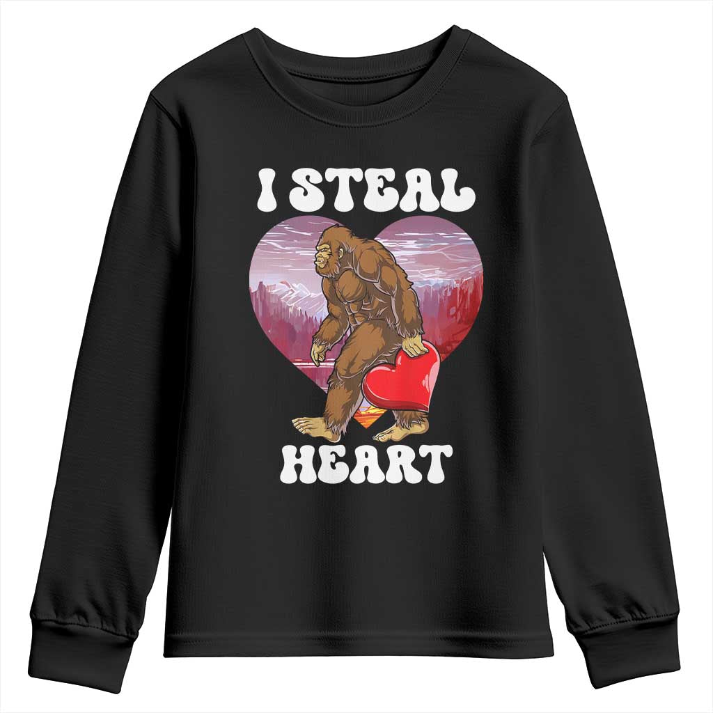 Funny Bigfoot Valentine's Day I Steal Heart Youth Sweatshirt