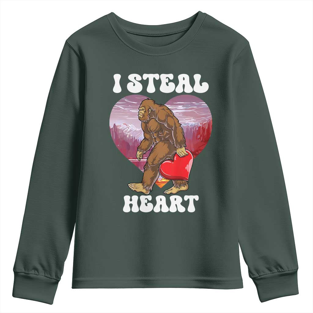Funny Bigfoot Valentine's Day I Steal Heart Youth Sweatshirt