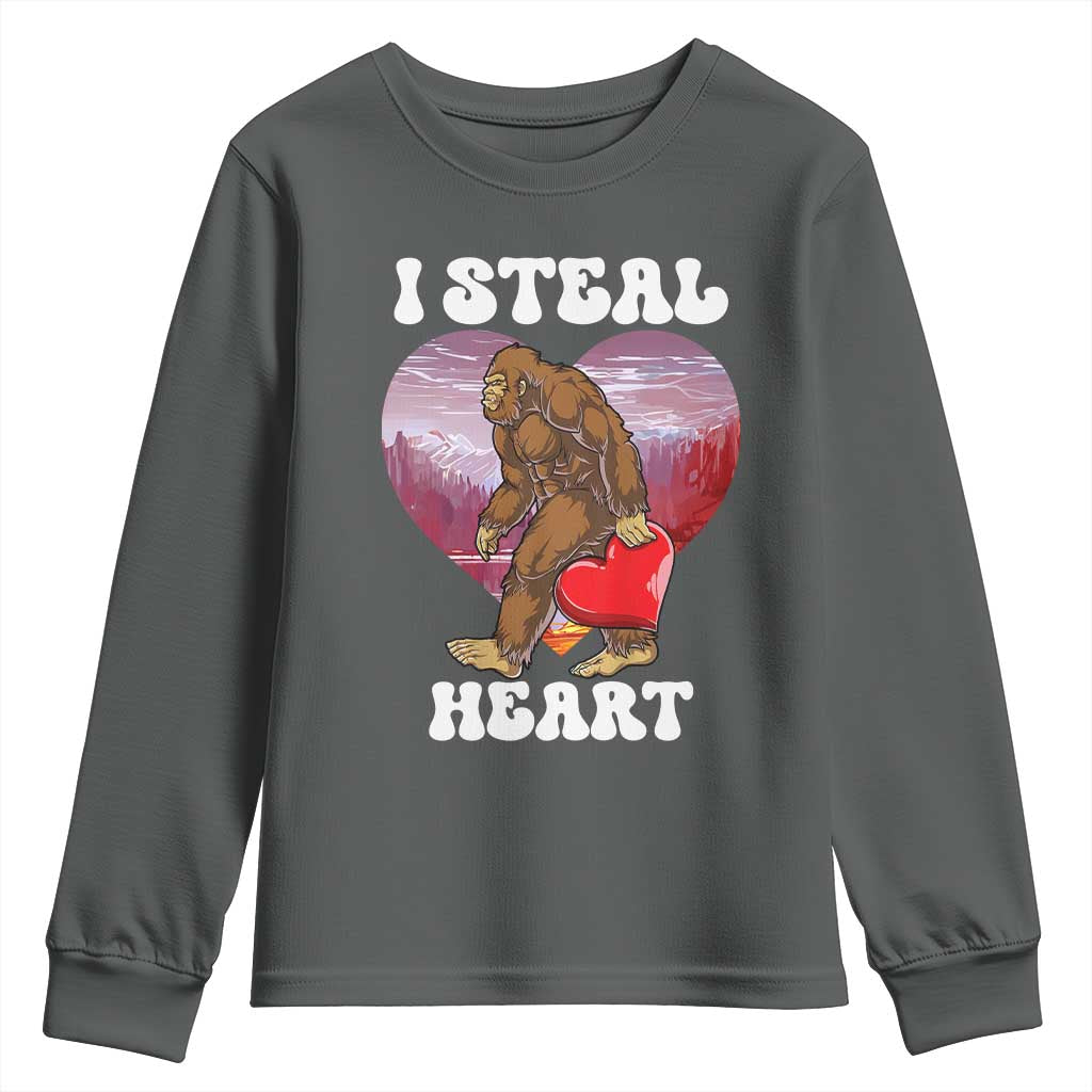 Funny Bigfoot Valentine's Day I Steal Heart Youth Sweatshirt