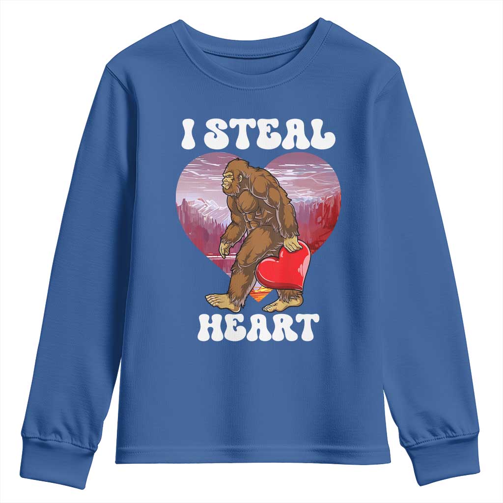 Funny Bigfoot Valentine's Day I Steal Heart Youth Sweatshirt