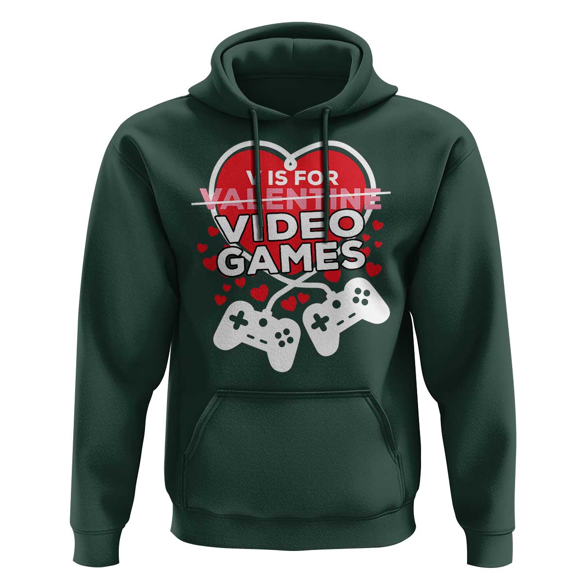 Funny Valentine's Day Gaming Hoodie V Is For Video Games Big Heart