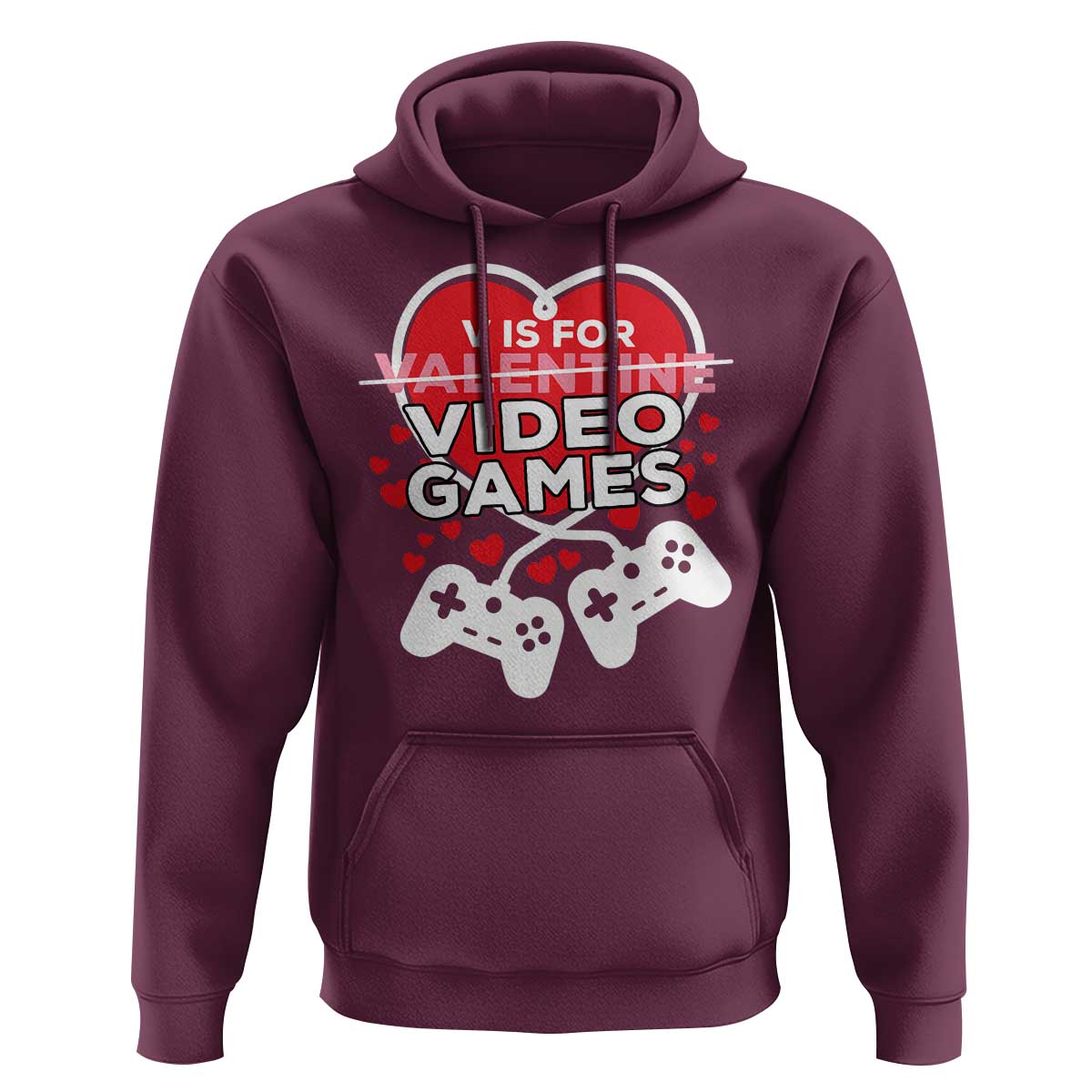 Funny Valentine's Day Gaming Hoodie V Is For Video Games Big Heart
