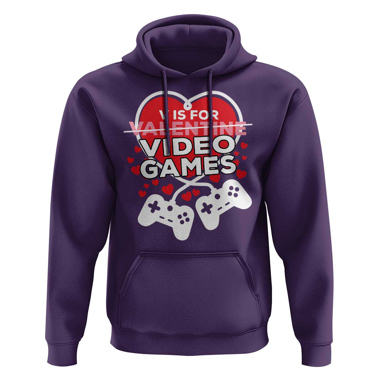 Funny Valentine's Day Gaming Hoodie V Is For Video Games Big Heart
