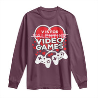 Funny Valentine's Day Gaming Long Sleeve Shirt V Is For Video Games Big Heart