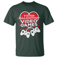 Funny Valentine's Day Gaming T Shirt V Is For Video Games Big Heart