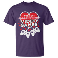 Funny Valentine's Day Gaming T Shirt V Is For Video Games Big Heart
