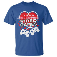 Funny Valentine's Day Gaming T Shirt V Is For Video Games Big Heart