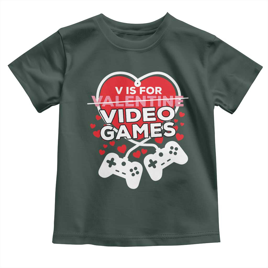 Funny Valentine's Day Gaming Toddler T Shirt V Is For Video Games Big Heart