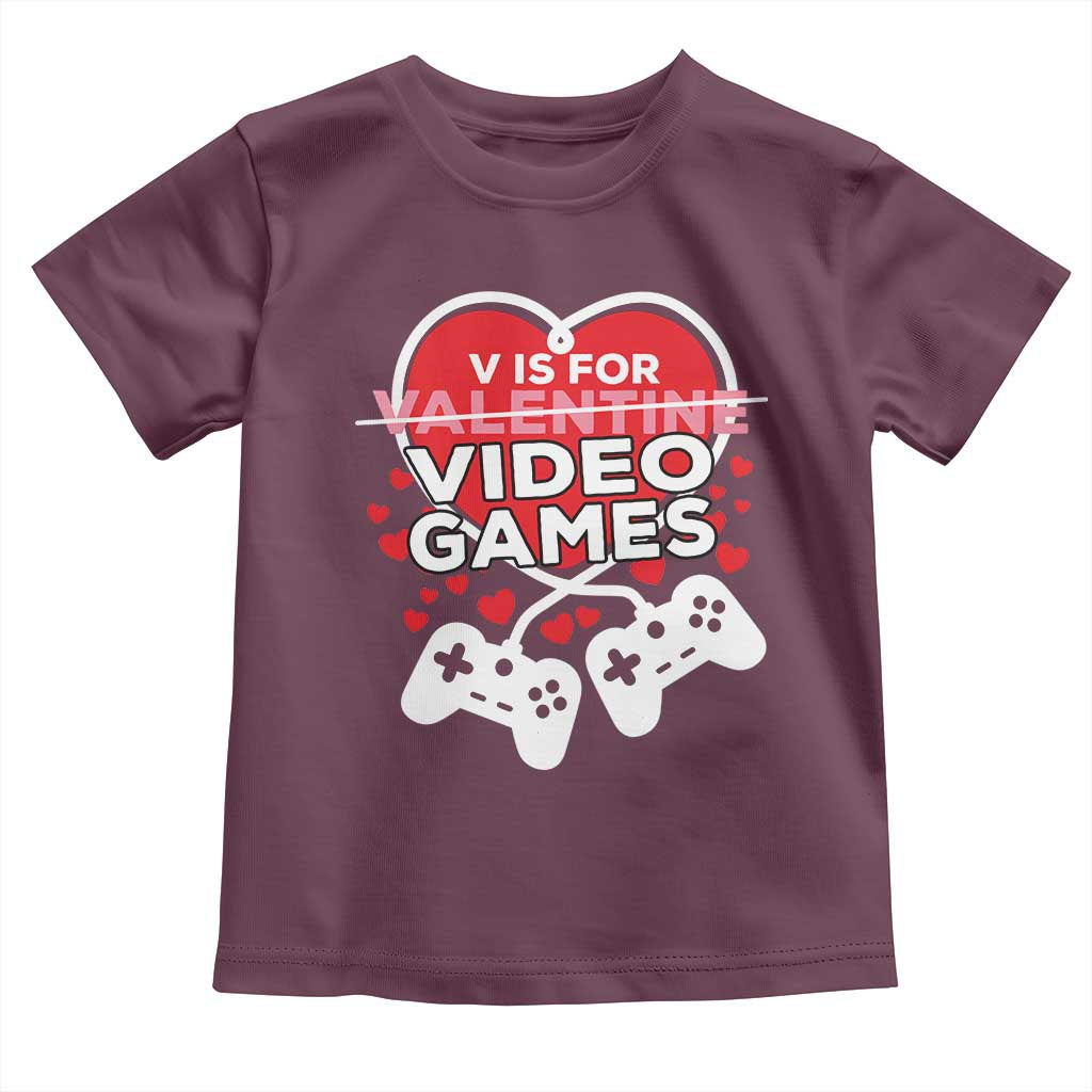 Funny Valentine's Day Gaming Toddler T Shirt V Is For Video Games Big Heart