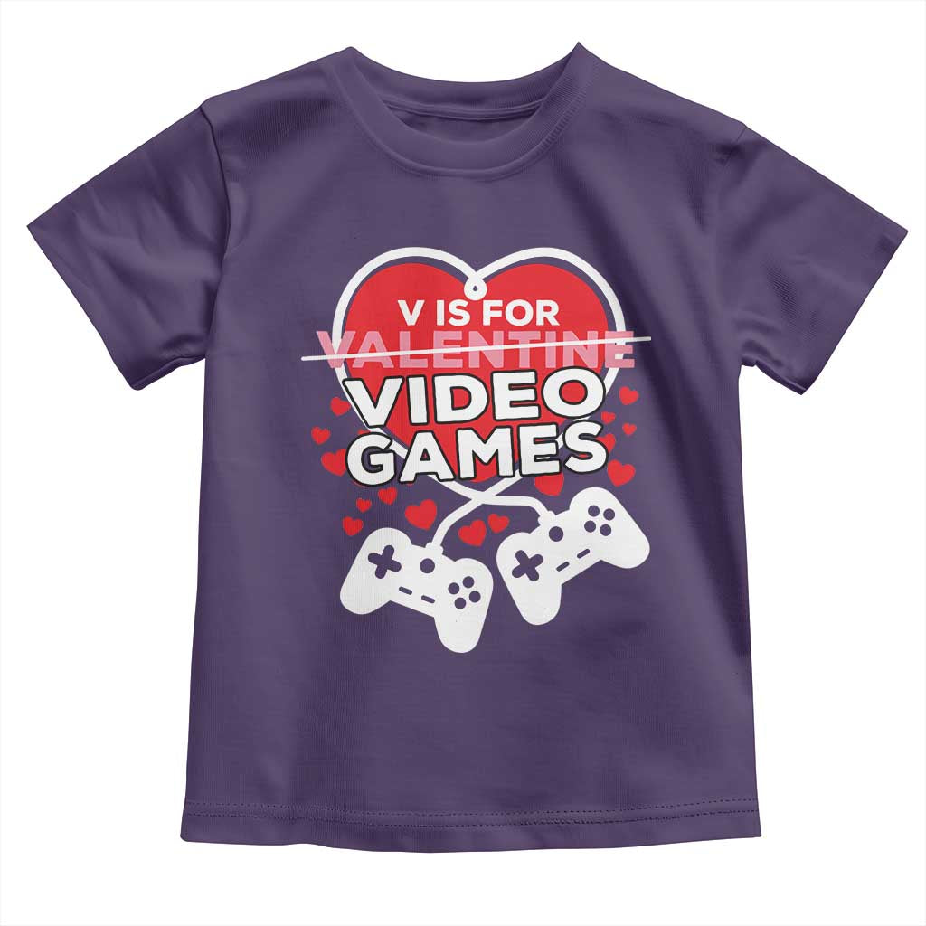 Funny Valentine's Day Gaming Toddler T Shirt V Is For Video Games Big Heart