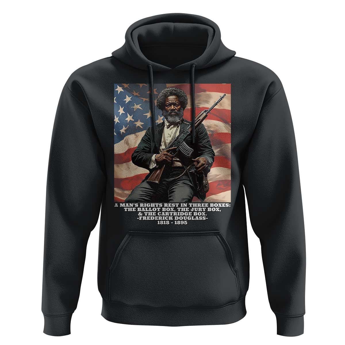 Frederick Douglass Hoodie A Man's Rights Rest In Three Boxes American Flag