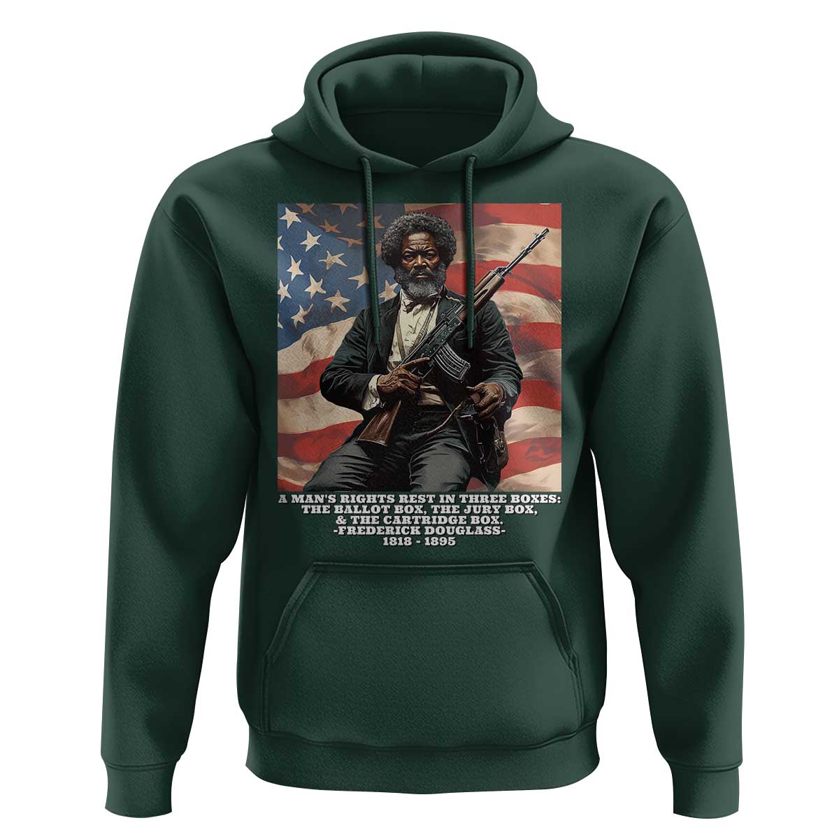 Frederick Douglass Hoodie A Man's Rights Rest In Three Boxes American Flag